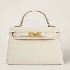 Arvelle Compact II Chalk White Cross-Grain Calfskin Handbag - Arvelle Paris