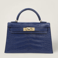 Arvelle Compact II Sapphire Blue Matte Alligator Handbag - Arvelle Paris