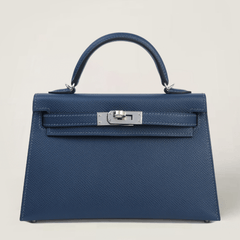 Arvelle Compact II Prussian Blue Cross-Grain Calfskin Handbag - Arvelle Paris