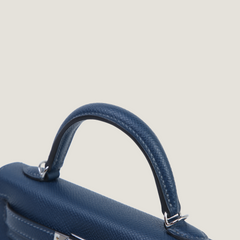 Arvelle Compact II Prussian Blue Cross-Grain Calfskin Handbag - Arvelle Paris