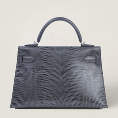 Arvelle Compact II Slate Grey Lizard Leather Handbag - Arvelle Paris