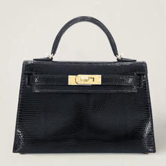 Arvelle Compact II Black Lizard Leather Handbag - Arvelle Paris