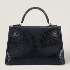 Arvelle Compact II Black Lizard Leather Handbag - Arvelle Paris