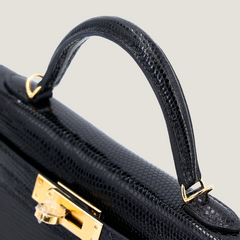 Mini II Noir Lizard Leather Handbag – Gold Hardware - ArvelleParis