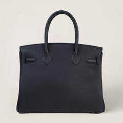 30cm Black Pebbled Calfskin Handbag - Arvelle Paris