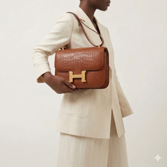 Arvelle Crossbody 19 Champagne Gold Matte Alligator - Arvelle Paris
