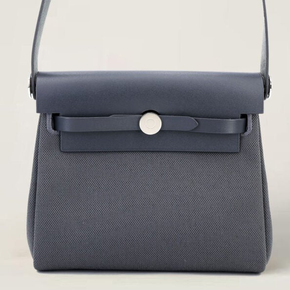 Zip Mini 20 Ardoise Canvas and Vache Hunter Leather Bag - Arvelle Paris