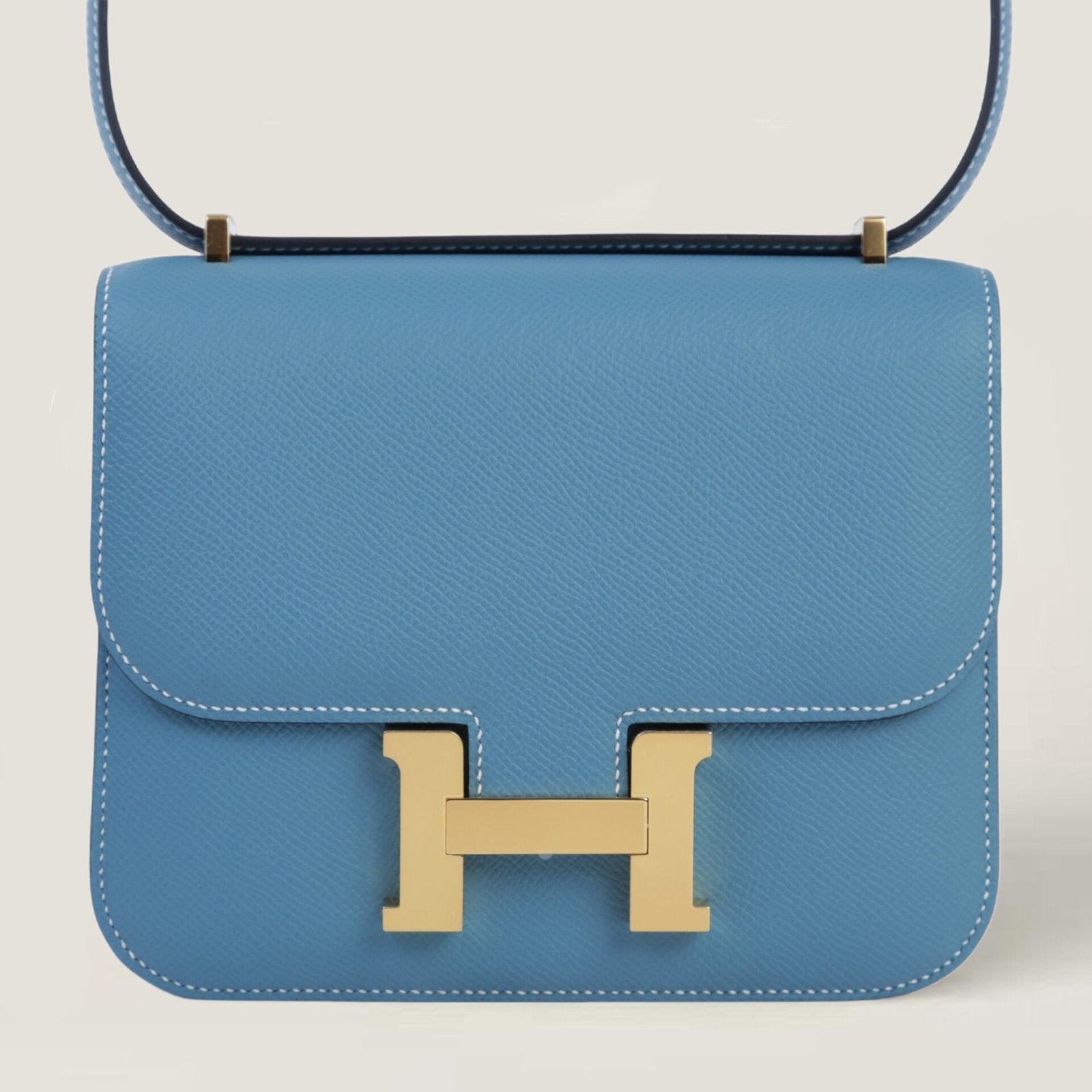 Arvelle Crossbody 19 Denim Blue Cross-Grain Calfskin - Arvelle Paris
