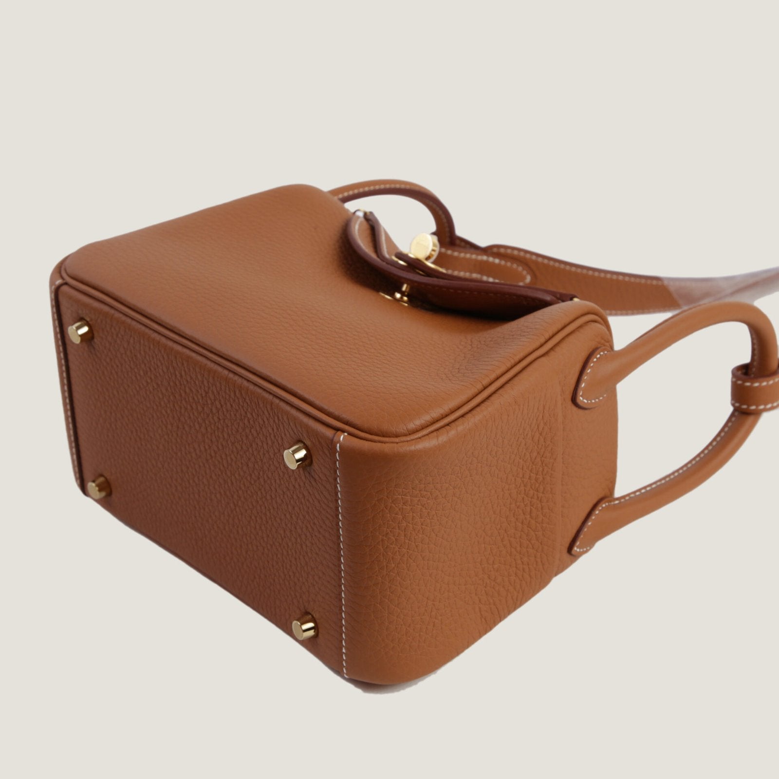Mini Champagne Gold Soft Grain Calfskin Handbag - Arvelle Paris