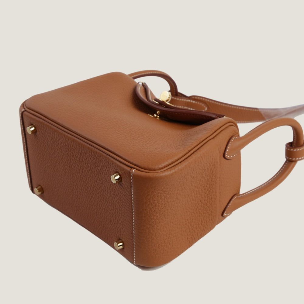 Mini Champagne Gold Soft Grain Calfskin Handbag - Arvelle Paris