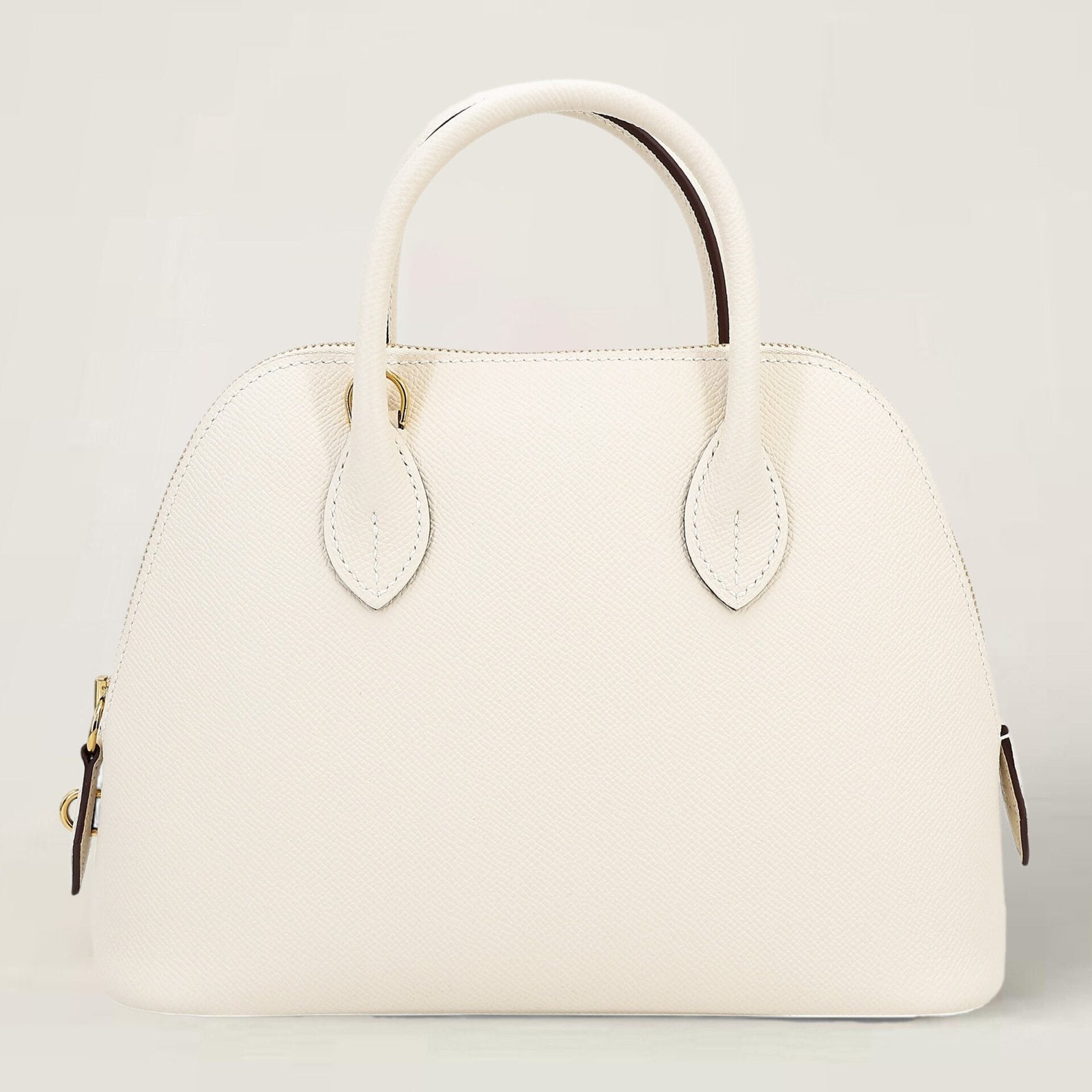 25cm Ivory Cross-Grain Calfskin Handbag - Arvelle Paris
