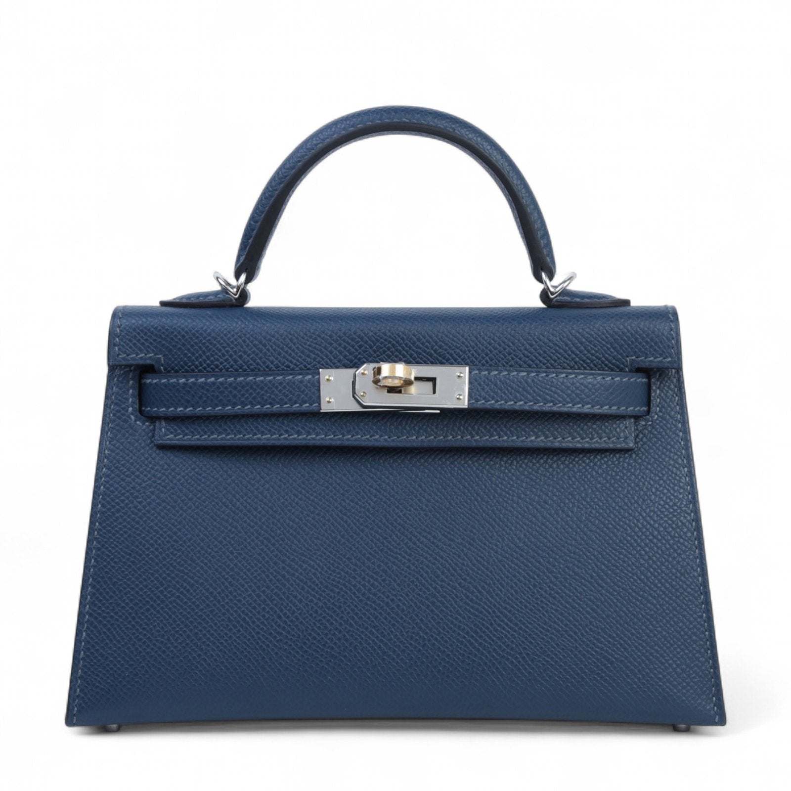 Arvelle Compact II Prussian Blue Cross-Grain Calfskin Handbag - Arvelle Paris