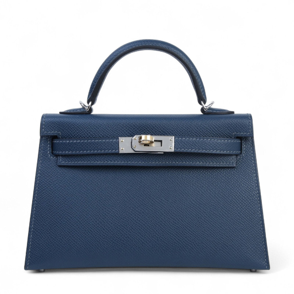 Arvelle Compact II Prussian Blue Cross-Grain Calfskin Handbag - Arvelle Paris