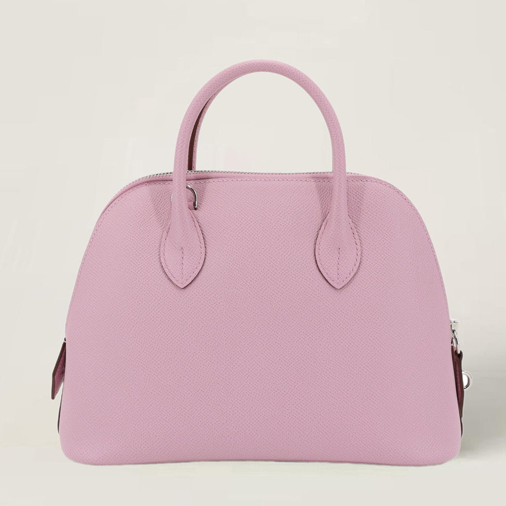 25cm Woodland Mauve Cross-Grain Calfskin Handbag - Arvelle Paris
