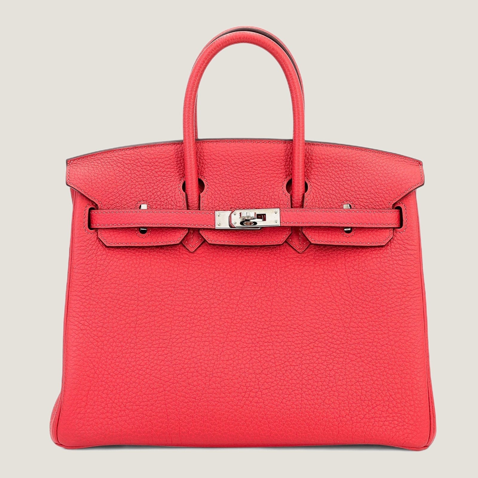 25cm Magenta Pebbled Calfskin Handbag - Arvelle Paris