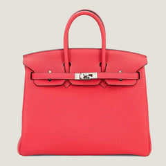 25cm Magenta Pebbled Calfskin Handbag - Arvelle Paris