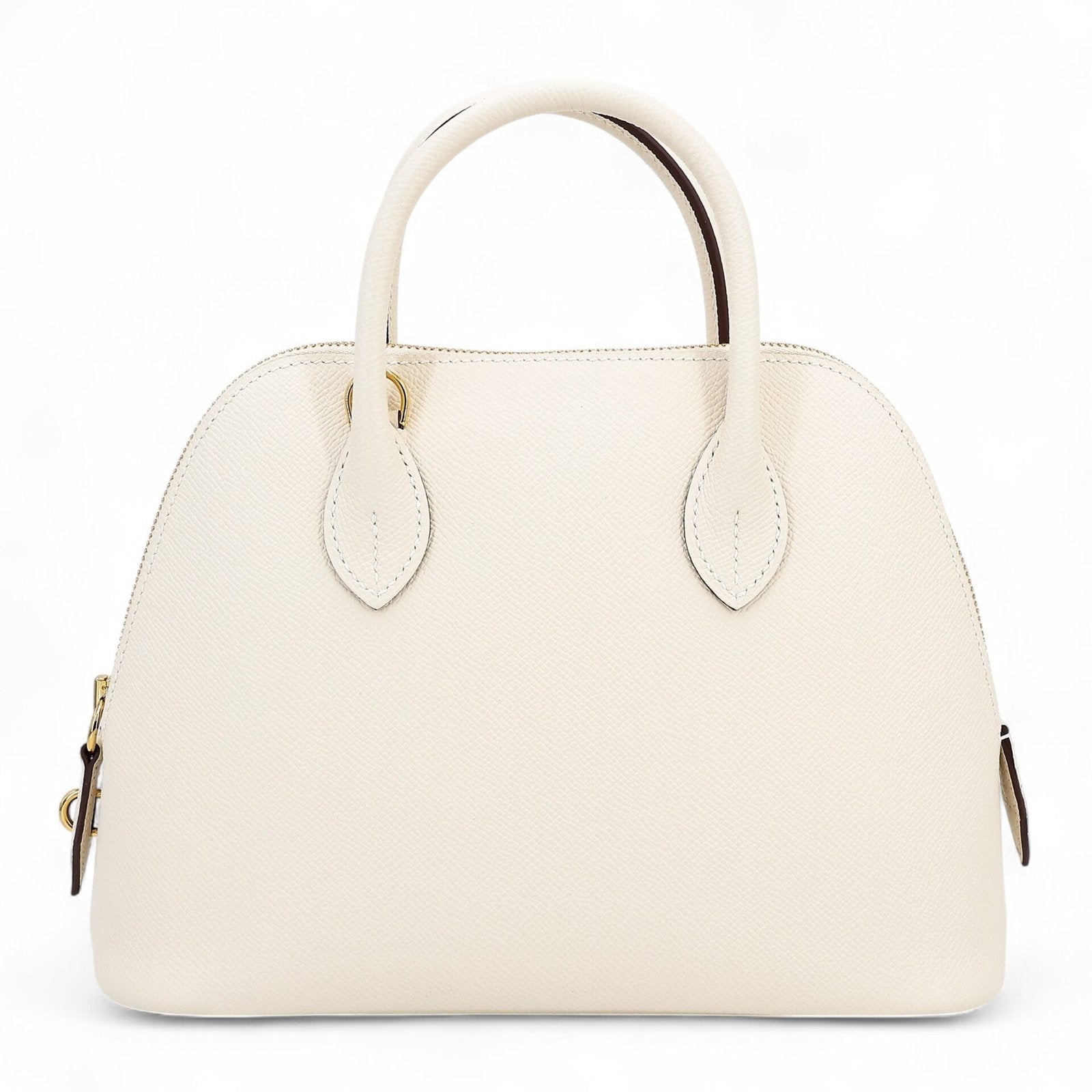25cm Ivory Cross-Grain Calfskin Handbag - Arvelle Paris