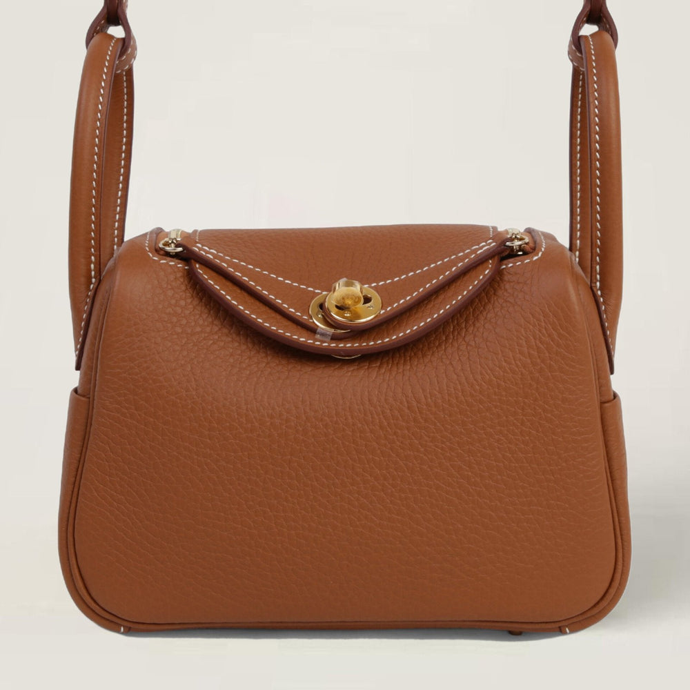 Mini Champagne Gold Soft Grain Calfskin Handbag - Arvelle Paris