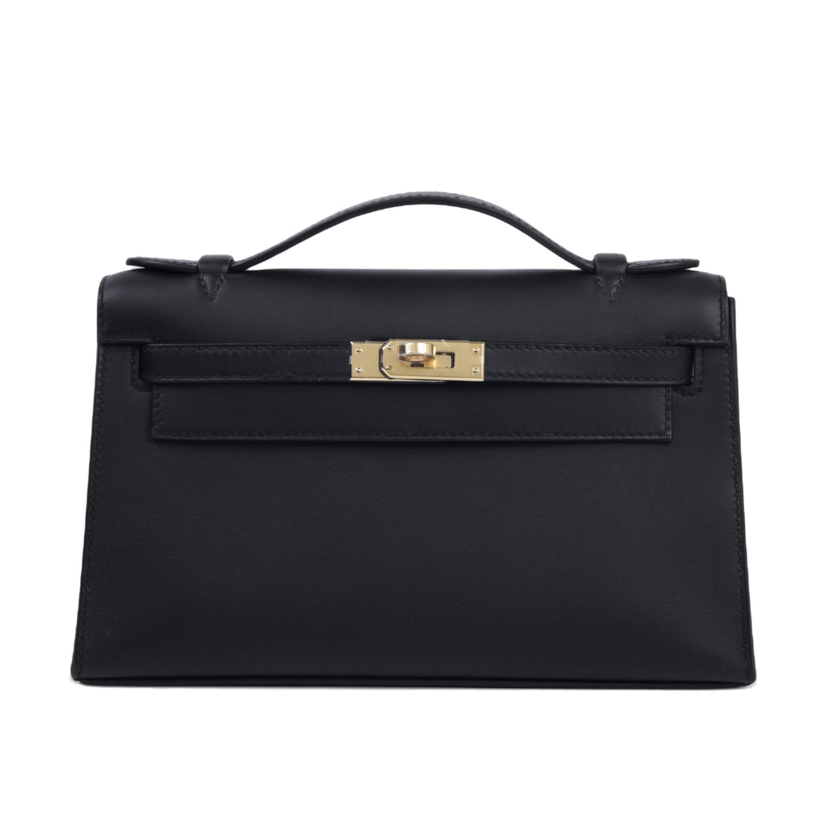 Black Smooth Calfskin Clutch - Arvelle Paris