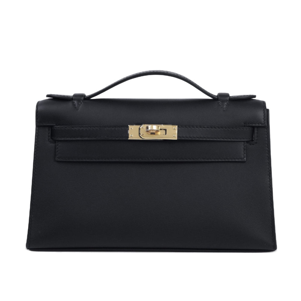 Black Smooth Calfskin Clutch - Arvelle Paris