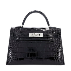 Arvelle Compact II Black Shiny Alligator Handbag - Arvelle Paris
