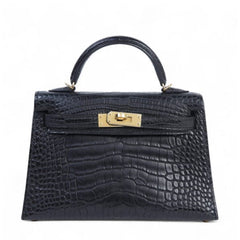 Arvelle Compact II Black Matte Alligator Handbag - Arvelle Paris