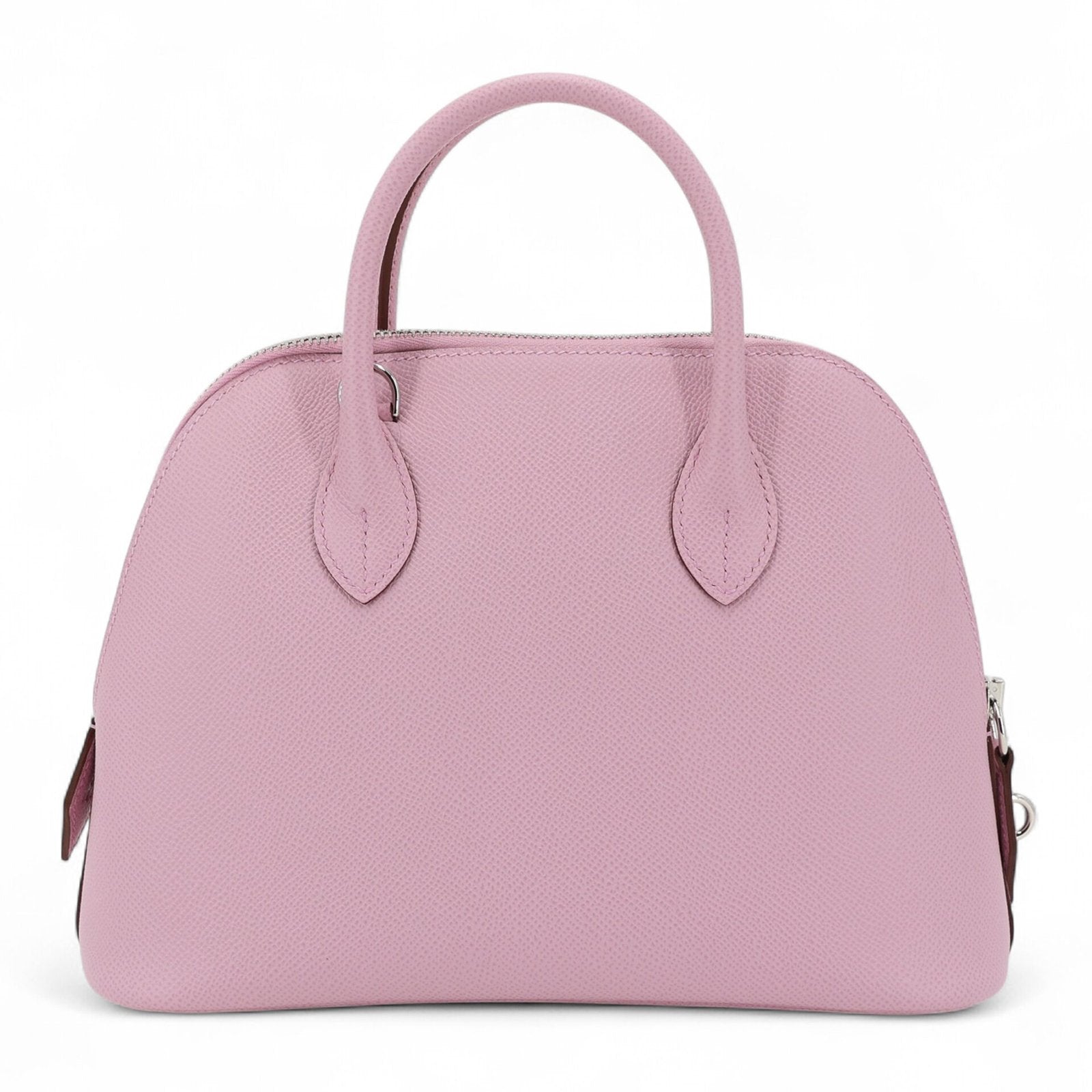 25cm Woodland Mauve Cross-Grain Calfskin Handbag - Arvelle Paris