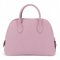 25cm Woodland Mauve Cross-Grain Calfskin Handbag - Arvelle Paris