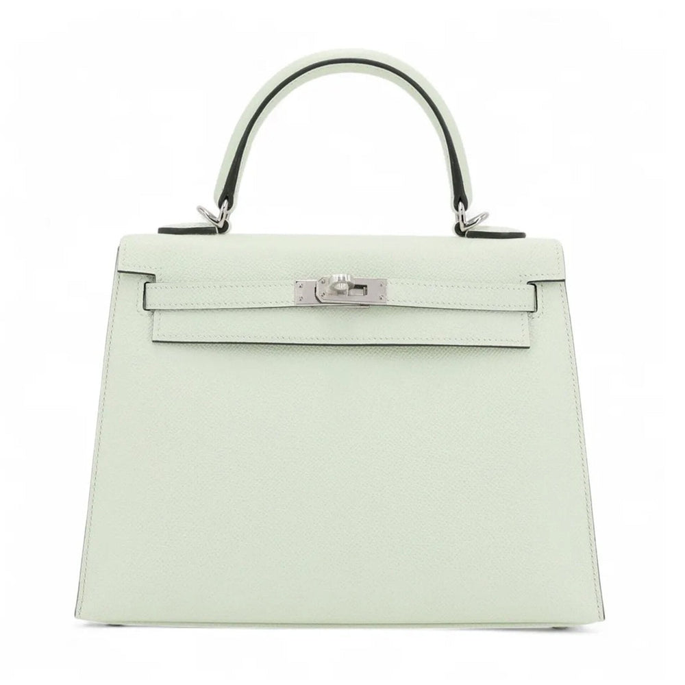 25cm Sparkling Green Cross-Grain Calfskin Handbag - Arvelle Paris