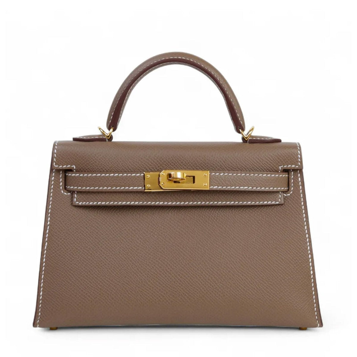 Arvelle Compact II Taupe Cross-Grain Calfskin Handbag - Arvelle Paris