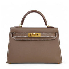 Arvelle Compact II Taupe Cross-Grain Calfskin Handbag - Arvelle Paris