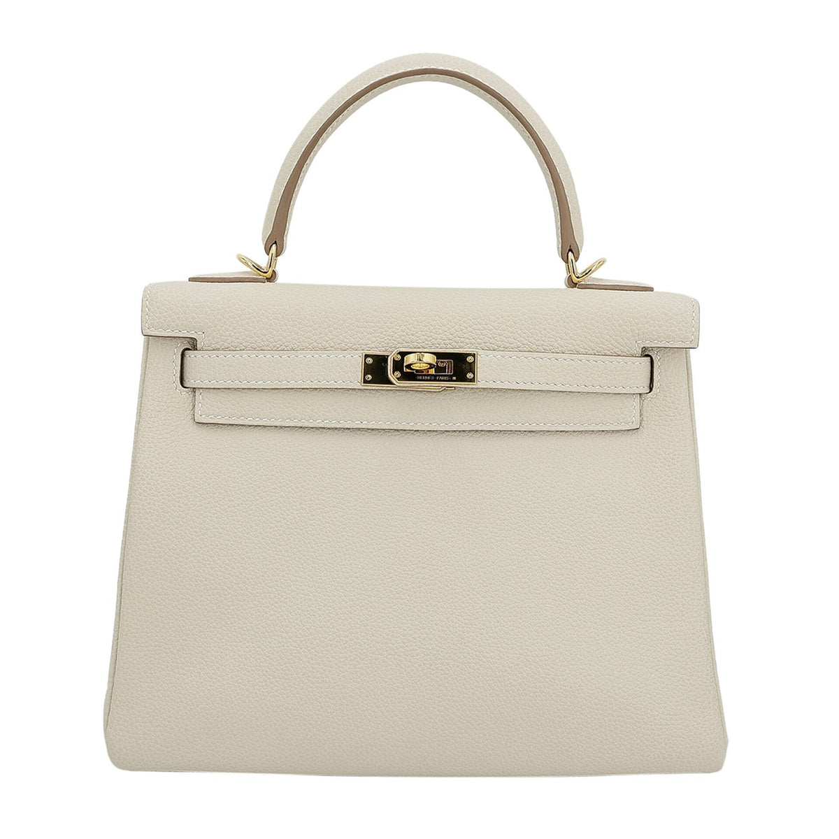 25cm Chalk White Pebbled Calfskin Handbag - Arvelle Paris