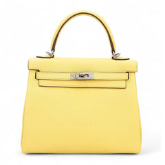 25cm Soft Yellow Pebbled Calfskin Handbag - Arvelle Paris