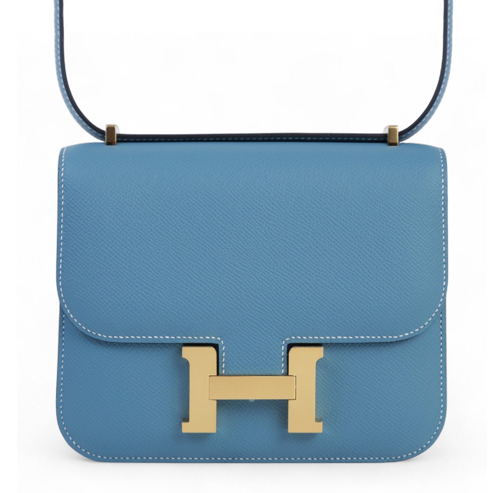 Arvelle Crossbody 19 Denim Blue Cross-Grain Calfskin - Arvelle Paris