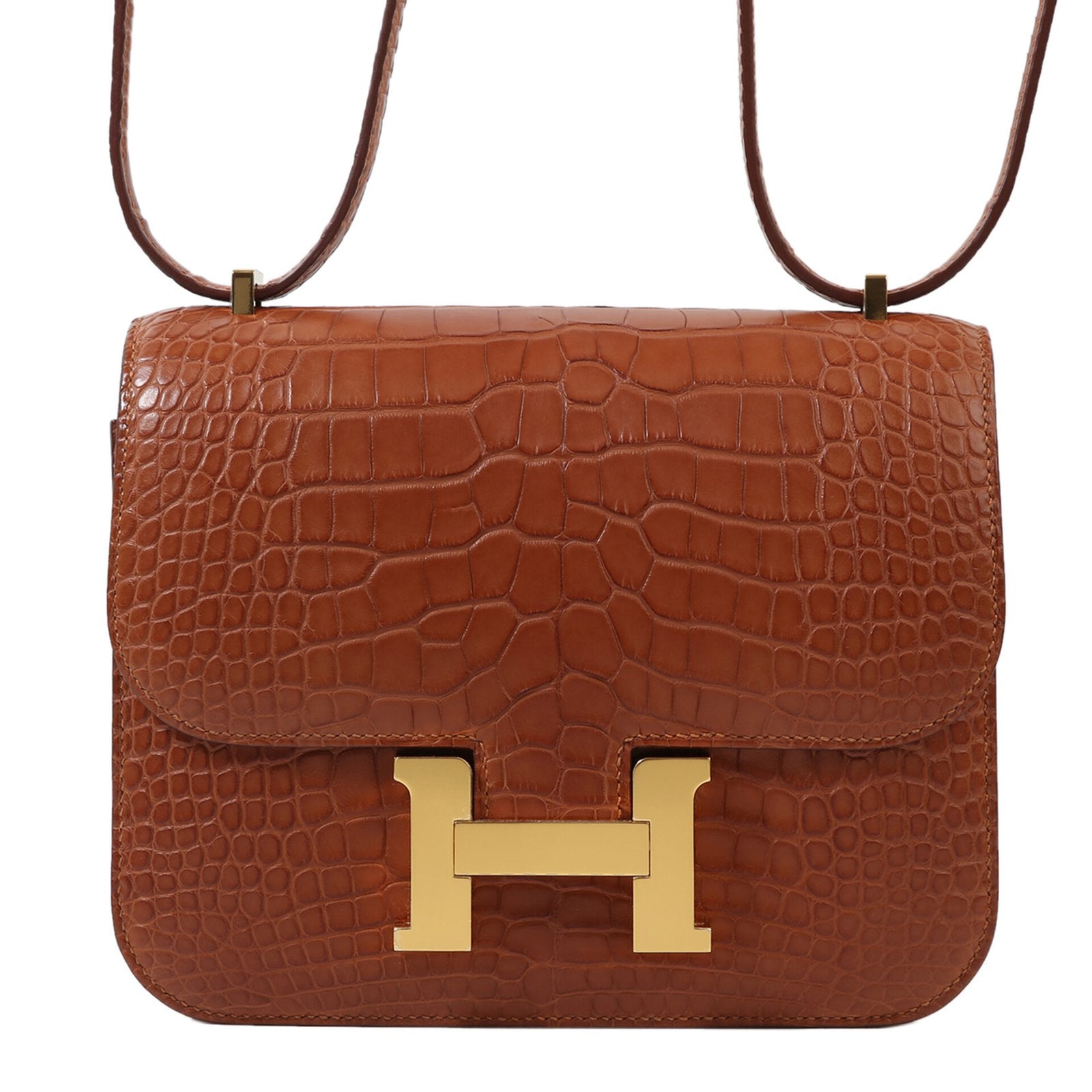 Arvelle Crossbody 19 Champagne Gold Matte Alligator - Arvelle Paris