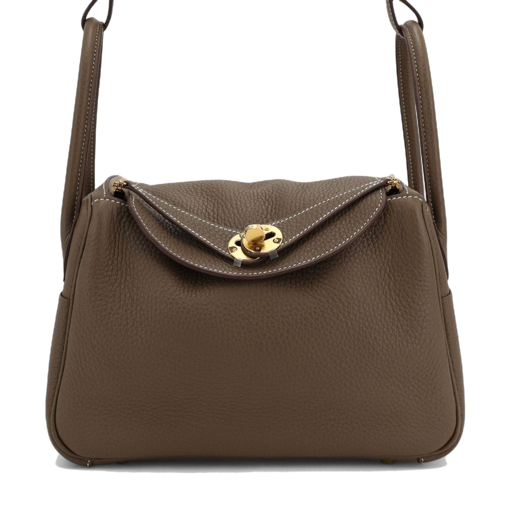 26cm Taupe Soft Grain Calfskin Handbag - Arvelle Paris