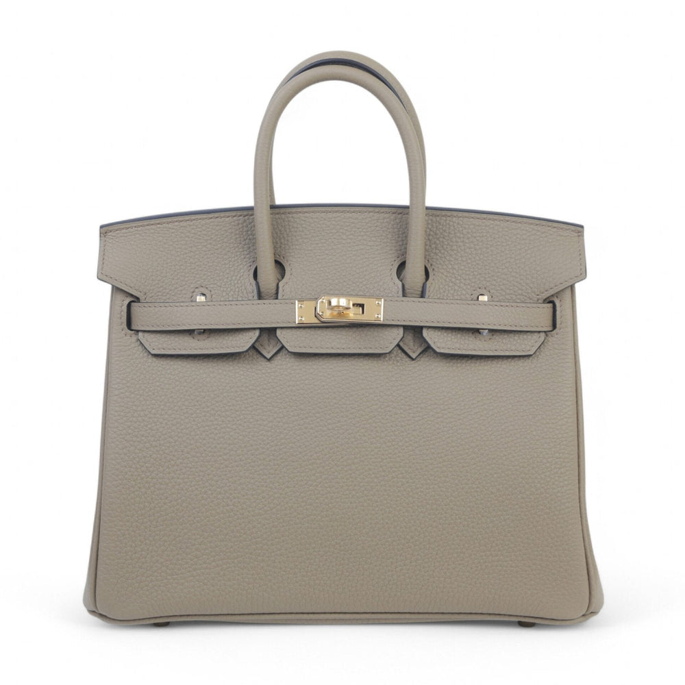 25cm Warm Beige Pebbled Calfskin Handbag - Arvelle Paris