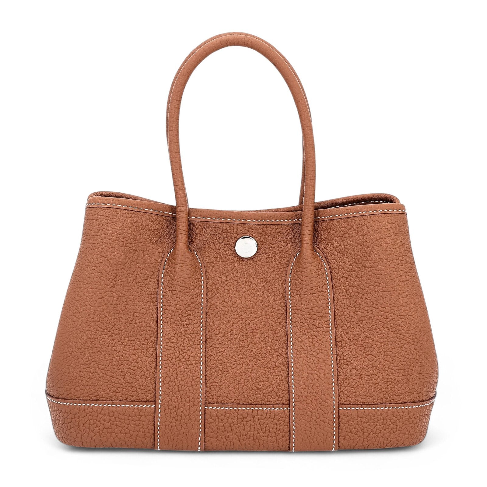 23cm Champagne Gold Open-Grain Calfskin Tote - Arvelle Paris