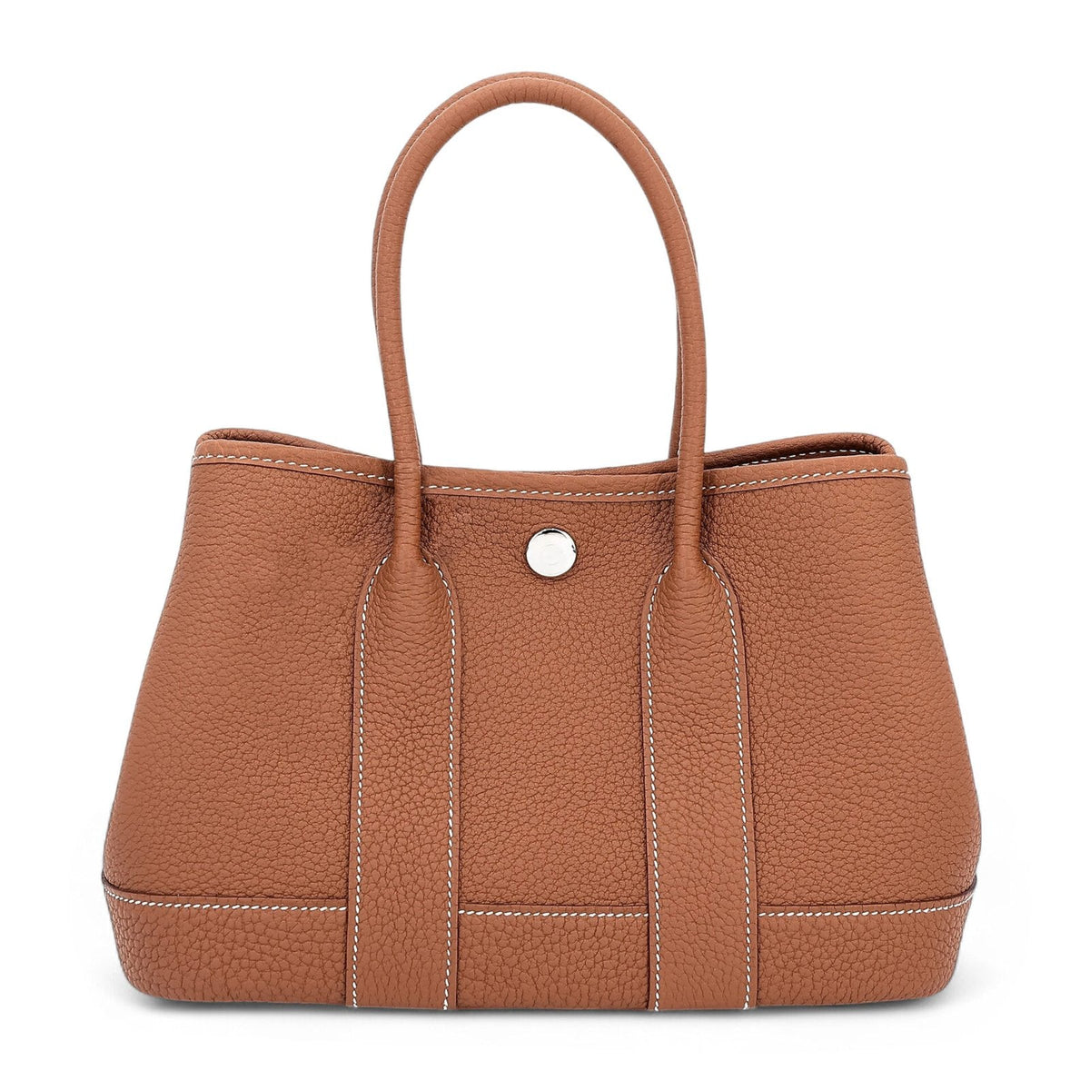 23cm Champagne Gold Open-Grain Calfskin Tote - Arvelle Paris
