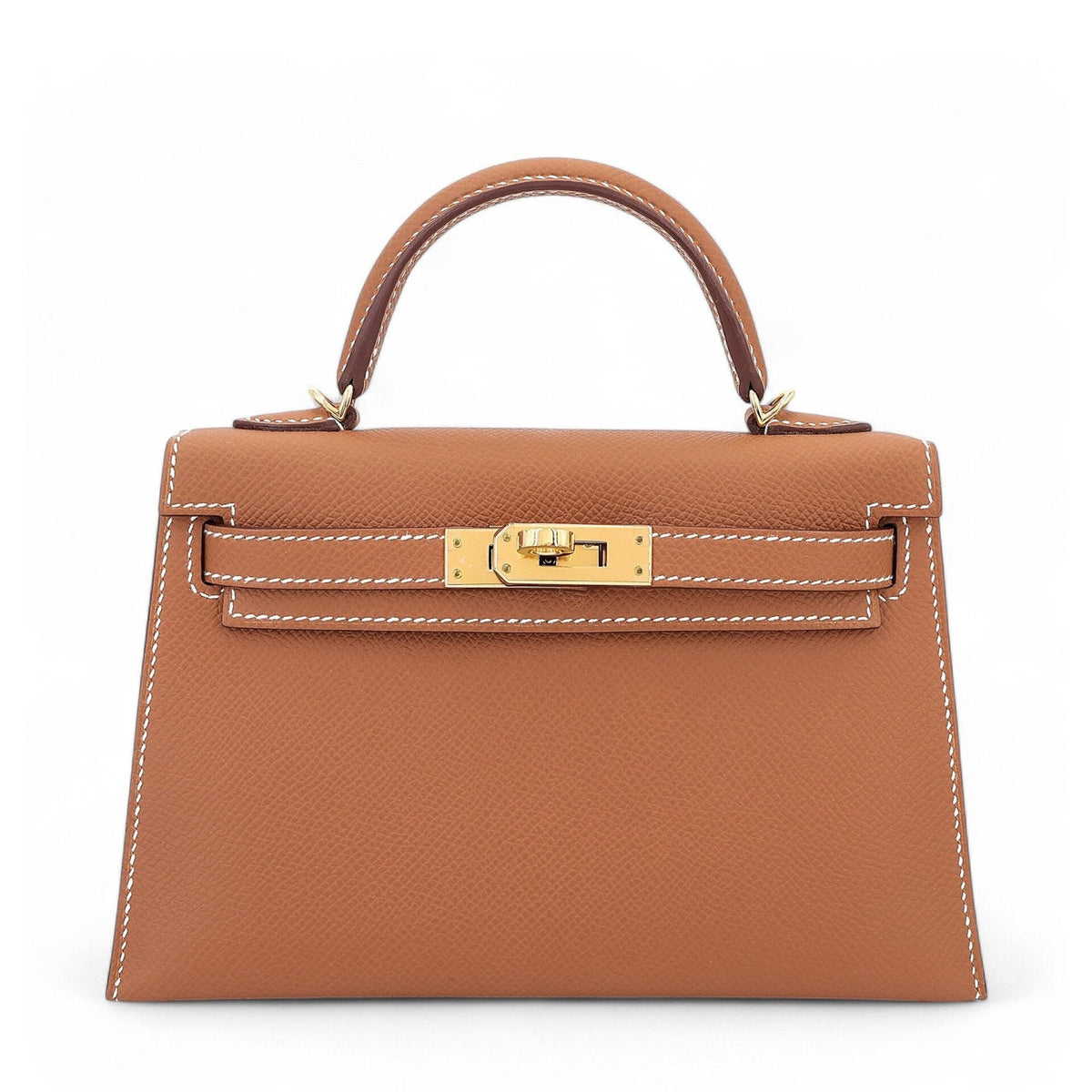 Arvelle Compact II Champagne Gold Cross-Grain Calfskin Handbag - Arvelle Paris