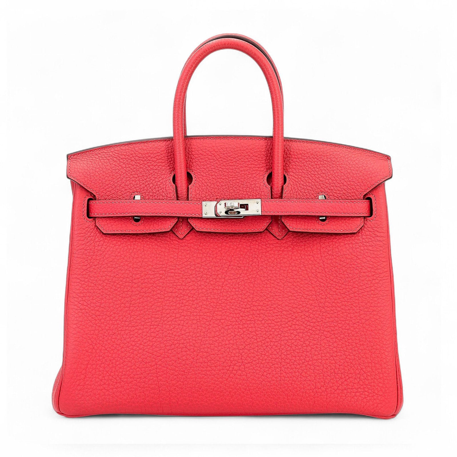 25cm Magenta Pebbled Calfskin Handbag - Arvelle Paris
