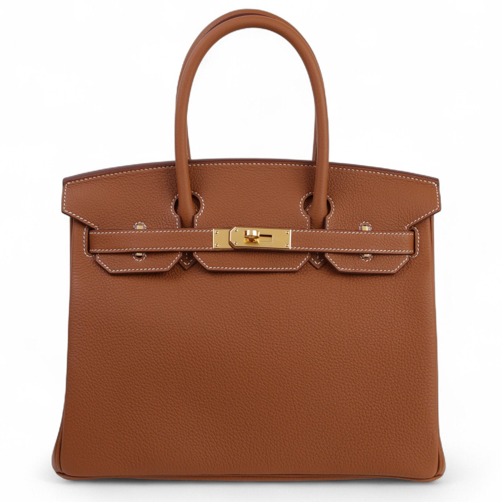 30cm Champagne Gold Pebbled Calfskin Handbag - Arvelle Paris