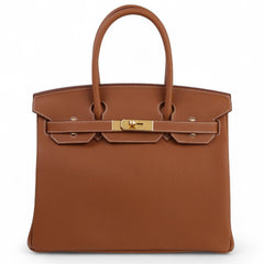 30cm Champagne Gold Pebbled Calfskin Handbag - Arvelle Paris