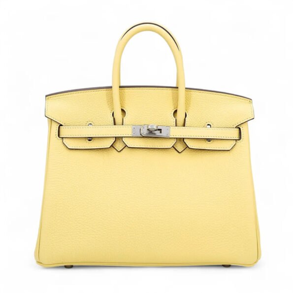 25cm Sunshine Yellow Pebbled Calfskin Handbag - Arvelle Paris