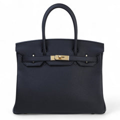 30cm Black Pebbled Calfskin Handbag - Arvelle Paris