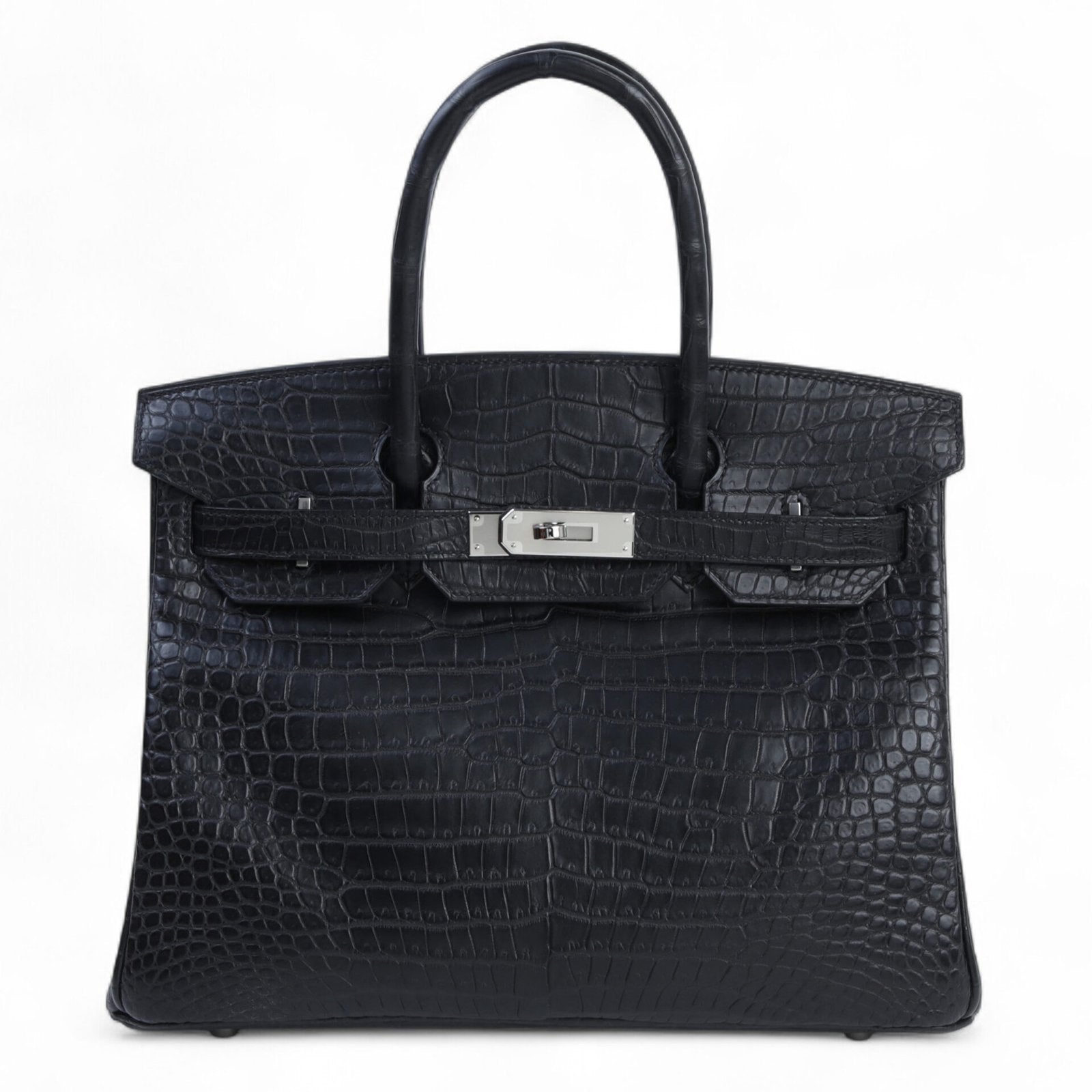 30cm Black Crocodile Handbag - Arvelle Paris