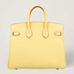 25cm Sunshine Yellow Pebbled Calfskin Handbag - Arvelle Paris