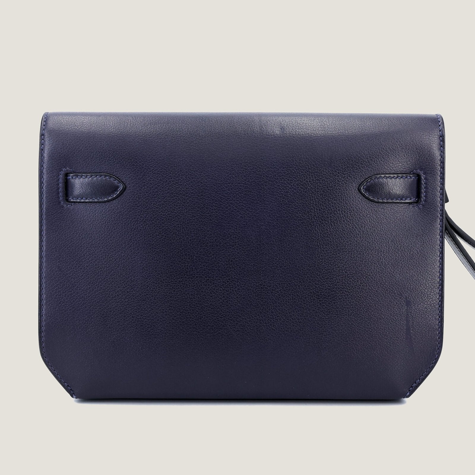25cm Midnight Blue Polished Grain Calfskin Clutch - Arvelle Paris