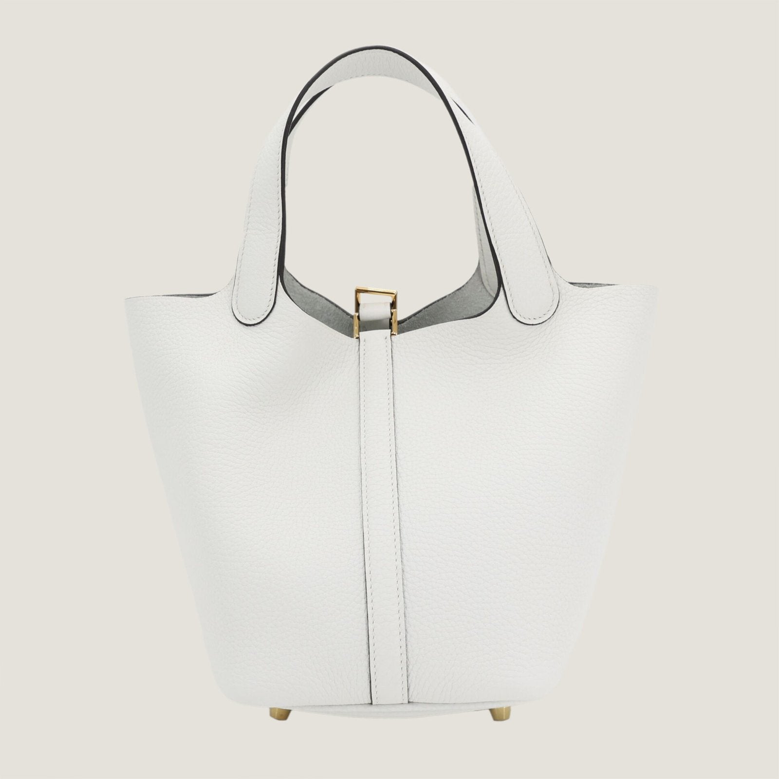 Arvelle Lock Small Pure White Soft Grain Calfskin Bucket Bag - Arvelle Paris
