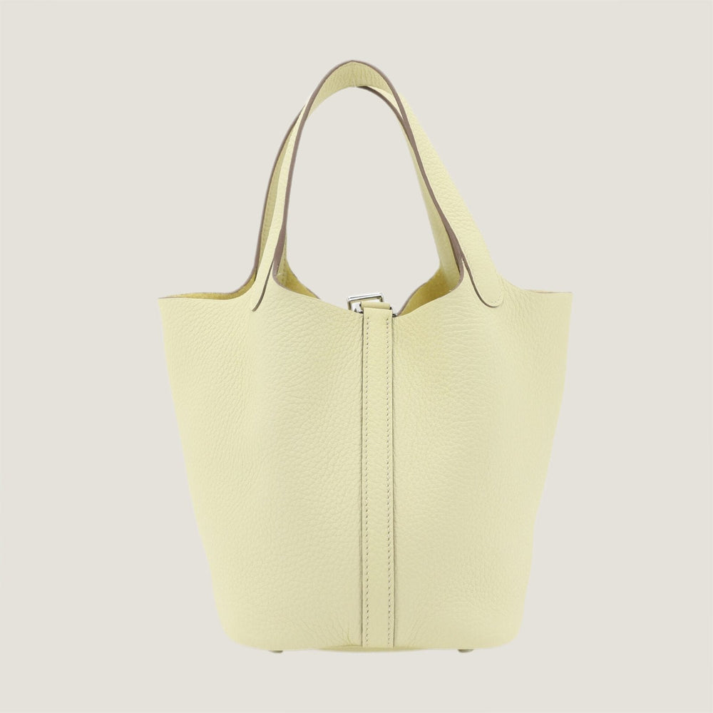 Arvelle Lock Small Sunlit Yellow Soft Grain Calfskin Bucket Bag - Arvelle Paris